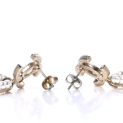 Chanel Crystal Pearl Chanel Charms CC Drop Earrings Gold 3 of 4