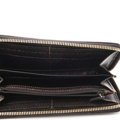 Gucci Monogram Calfskin Bamboo Tassel Zip Around Wallet Beige Ebony Chocolate 5 of 6