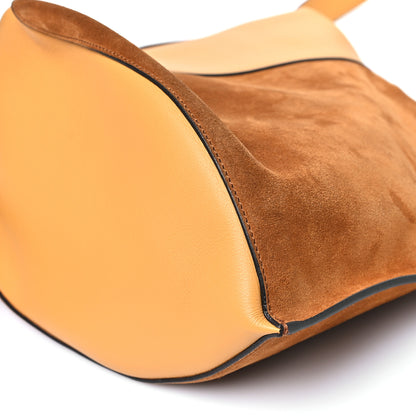 Lanvin Suede Calfskin Hook Bag Brown Yellow 10 of 10