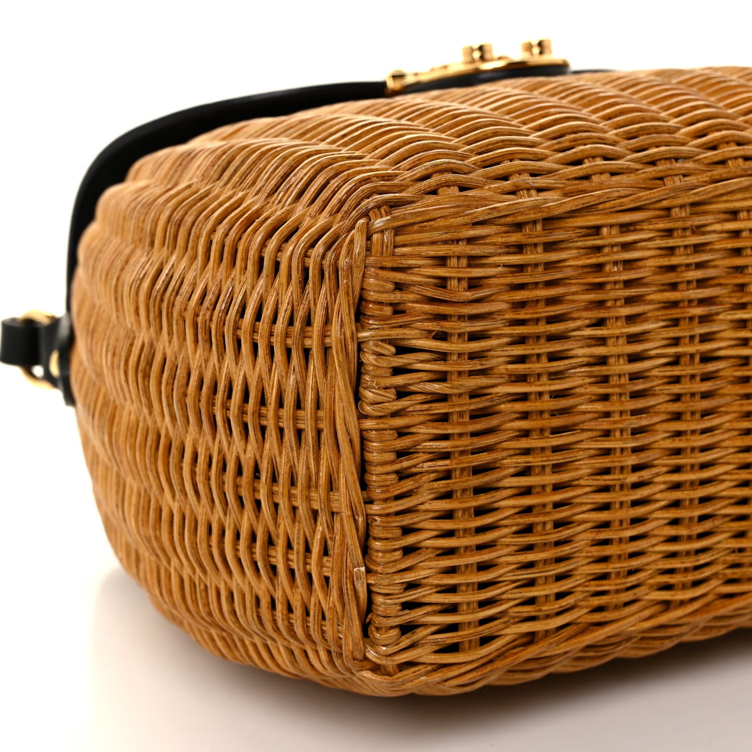 Miu Miu City Calfskin Wicker Midollino Bag Black 5 of 10