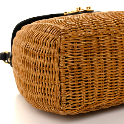 Miu Miu City Calfskin Wicker Midollino Bag Black 5 of 10