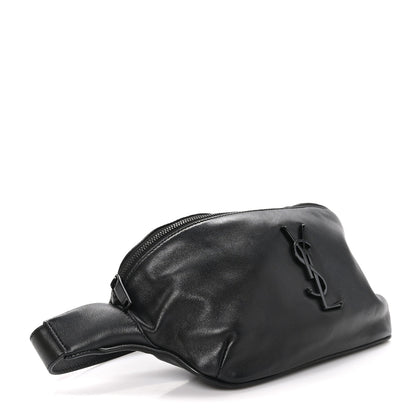 Saint Laurent Calfskin Crocodile Embossed Monogram Belt Bag Black 4 of 11