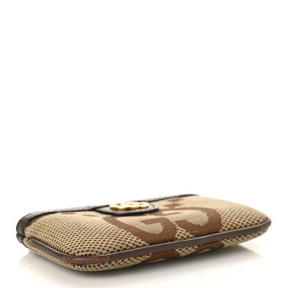Gucci Monogram Jumbo GG Textured Dollar Calfskin Ophidia Key Case Camel Ebony New Acero 4 of 8