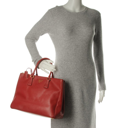 Prada Saffiano Large Galleria Double Zip Tote Fuoco 2 of 10