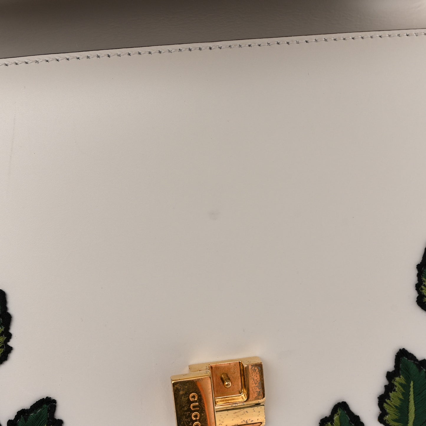 Calfskin Floral Medium Sylvie Top Handle Bag Off White