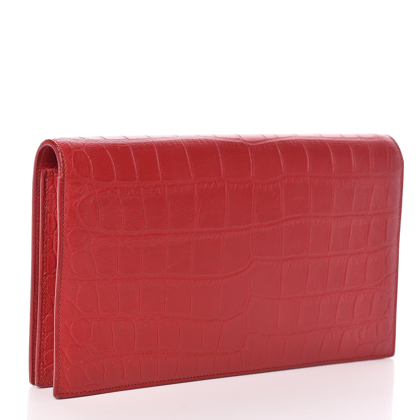 Calfskin Crocodile Embossed Classic Kate Monogram Clutch Red