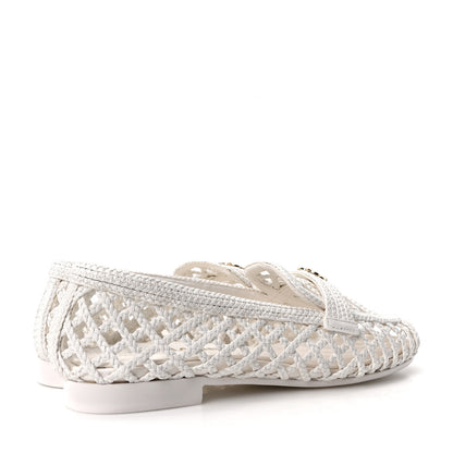 Chanel Braided Lambskin CC Mocassin Loafers 37 White 5 of 9