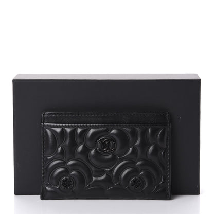 Chanel Lambskin Camellia Embossed Card Holder So Black 9 of 9