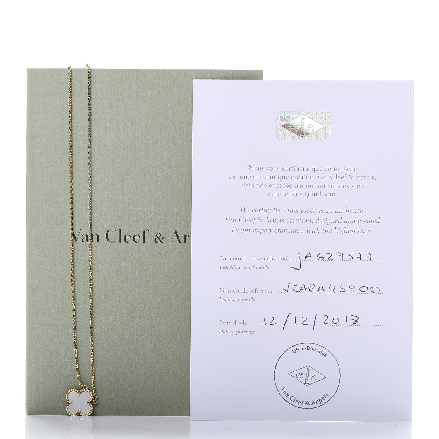 Van Cleef & Arpels 18K Yellow Gold Mother of Pearl Vintage Alhambra Pendant Necklace 6 of 6