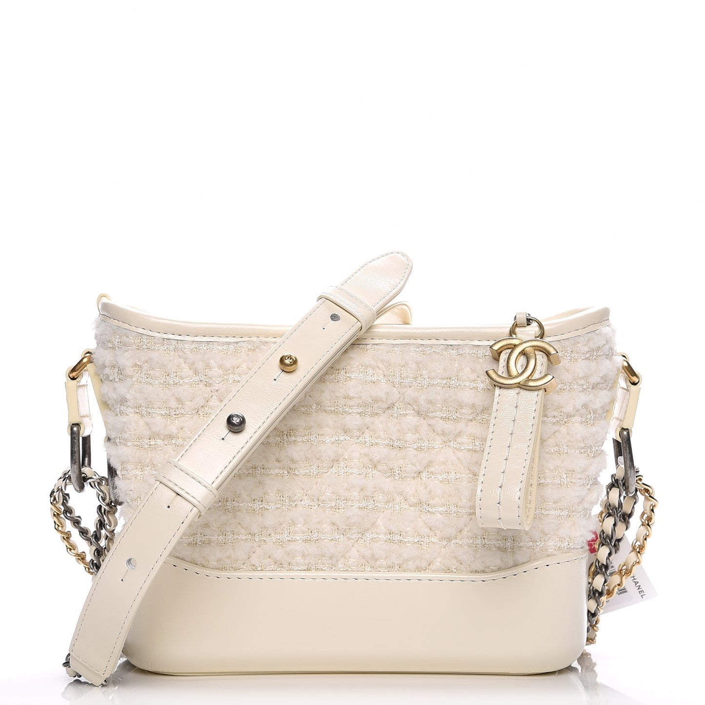 Tweed Calfskin Quilted Small Gabrielle Hobo Ivory