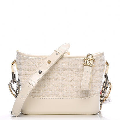Chanel Tweed Calfskin Quilted Small Gabrielle Hobo Ivory 1 of 9
