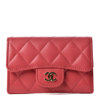 Chanel Caviar Quilted Flap Card Holder Dark Pink 1 of 8