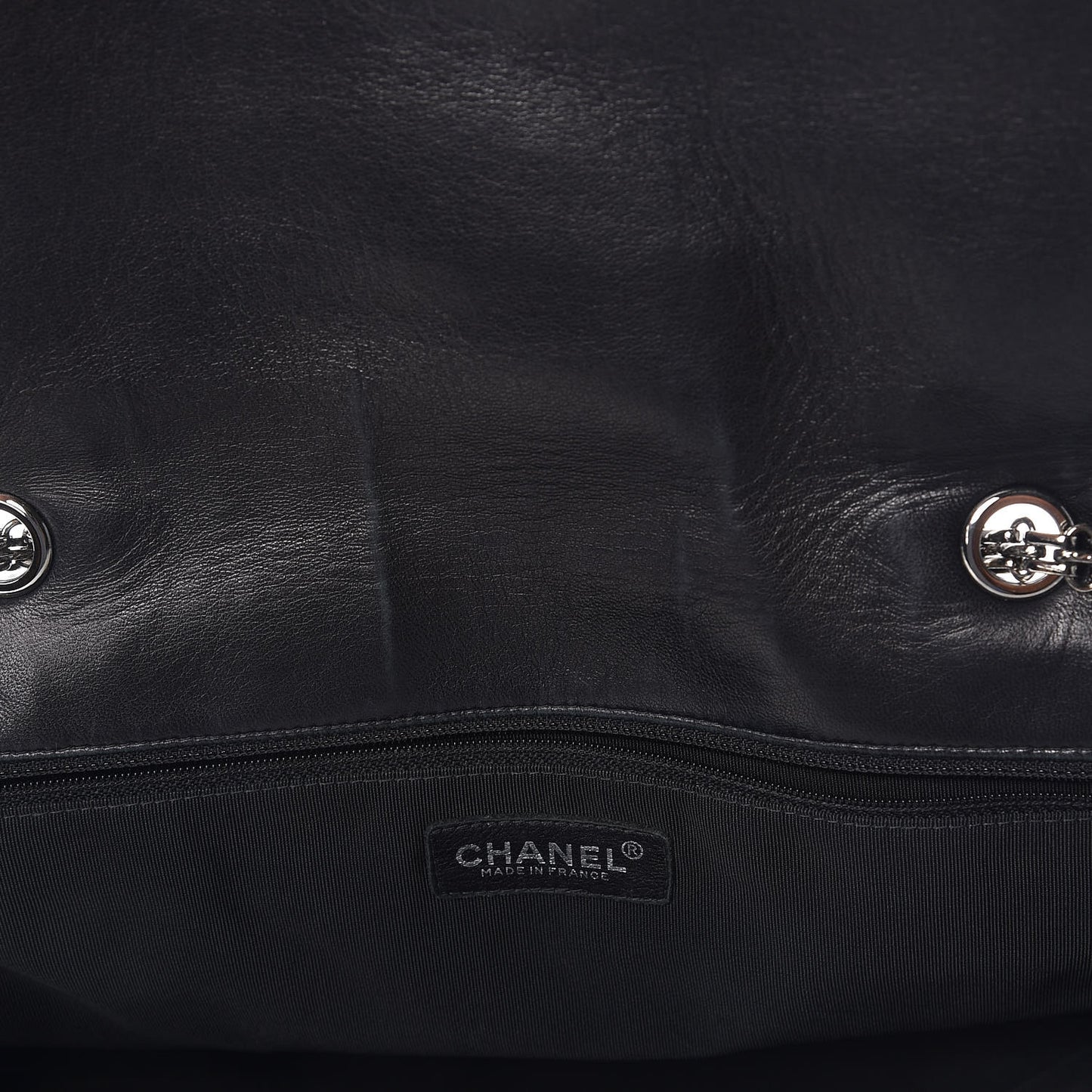 Lambskin Horizontal Quilt Mademoiselle Flap Black