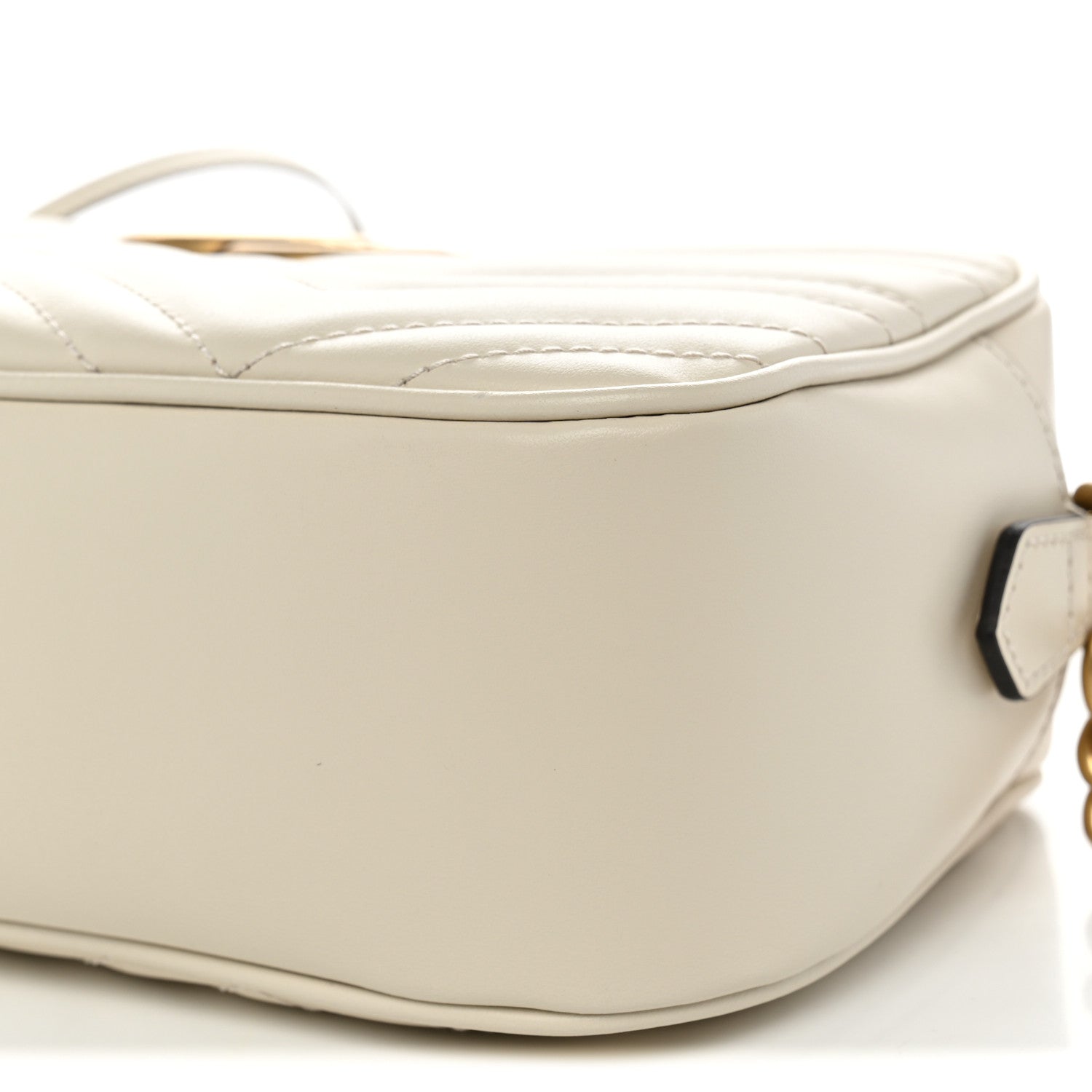 Gucci Calfskin Matelasse Small GG Marmont Chain Shoulder Bag  White 10 of 11
