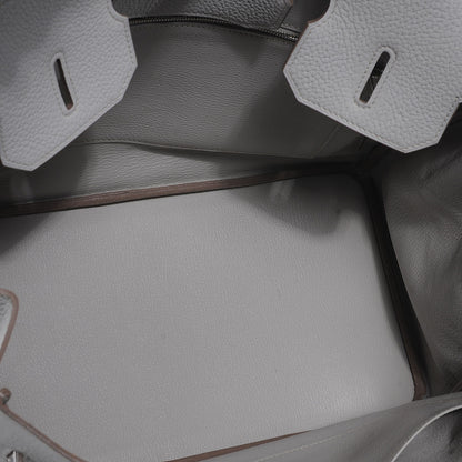 Hermes Taurillon Clemence Lizard Club Birkin 35 Gris Perle White Mykonos 11 of 11