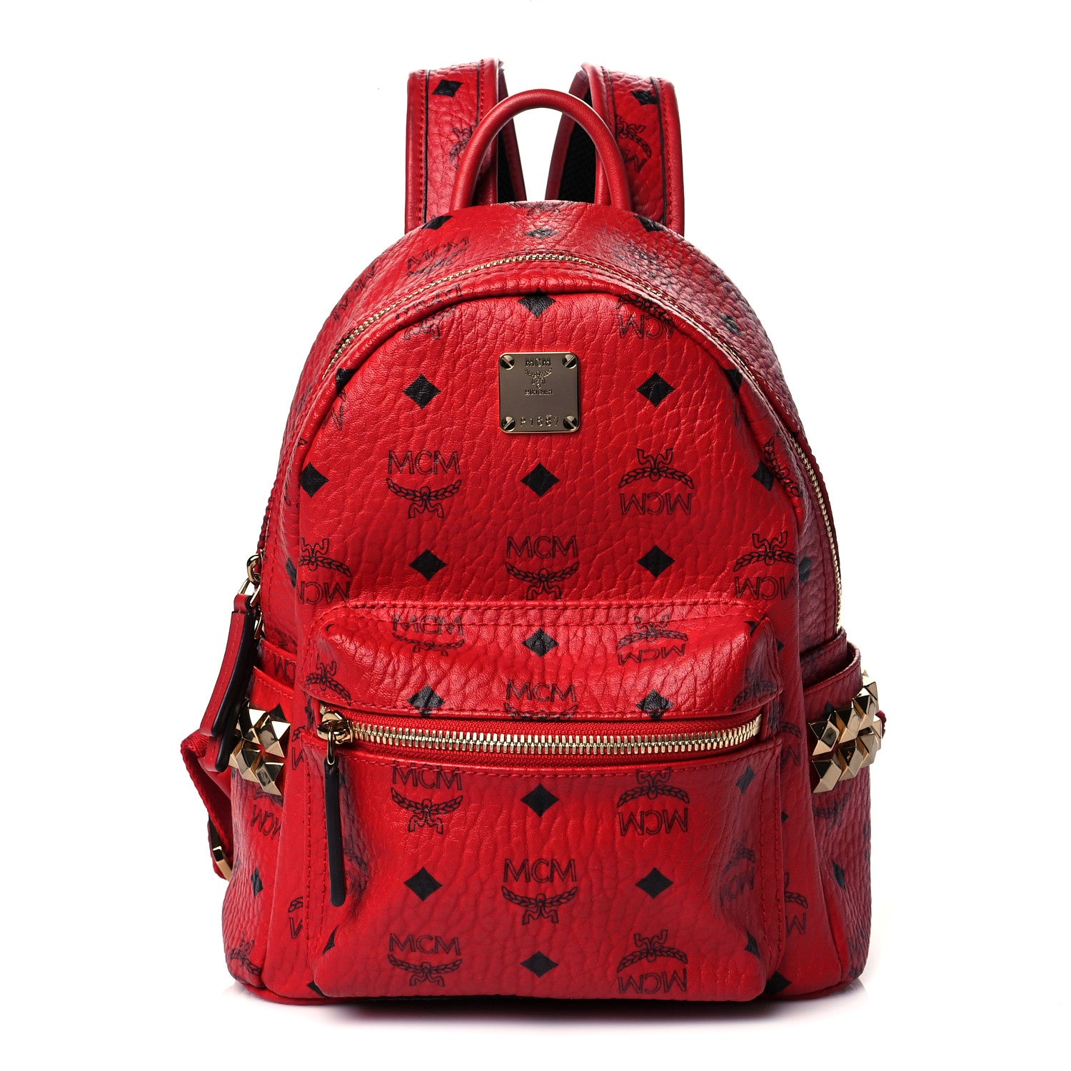 MCM Visetos Side Stud Mini Stark Backpack Ruby Red 1 of 9
