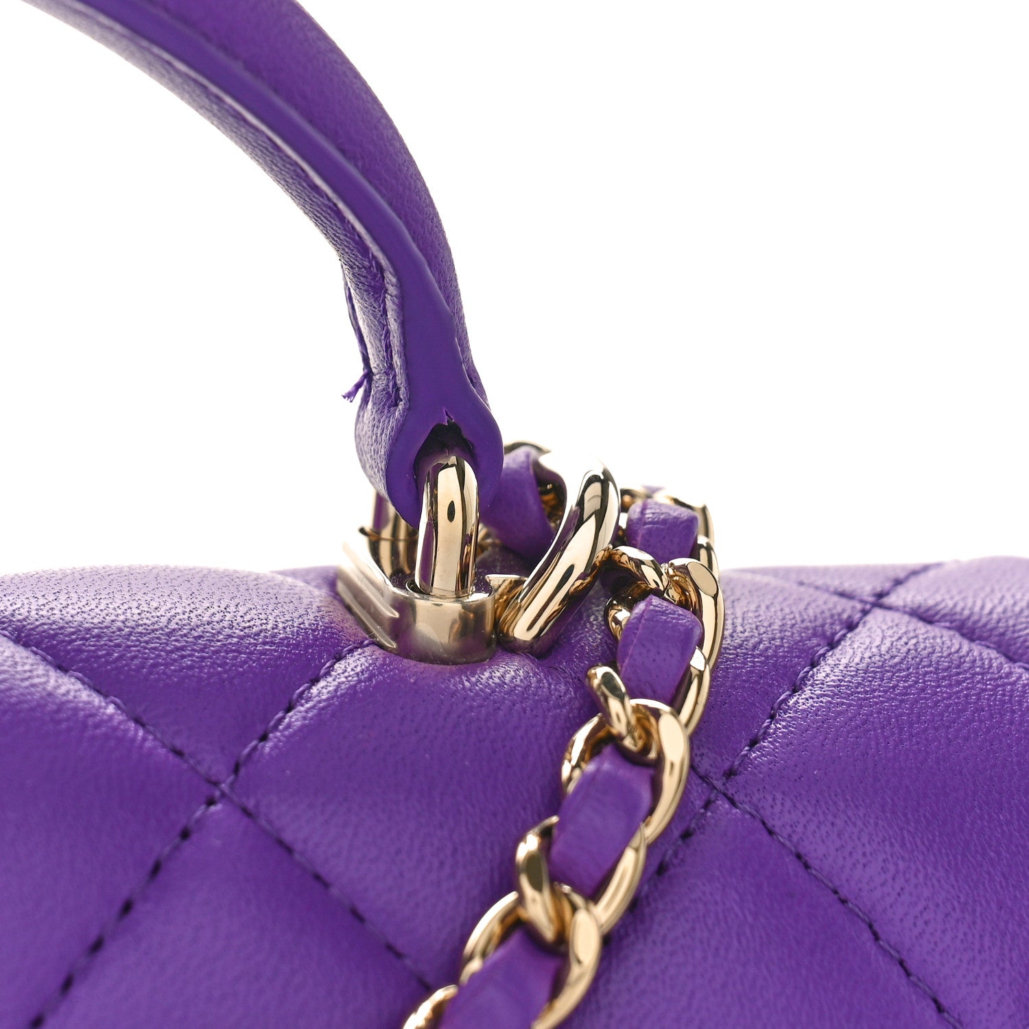 Chanel Lambskin Quilted Mini Top Handle Rectangular Flap Dark Purple 11 of 11