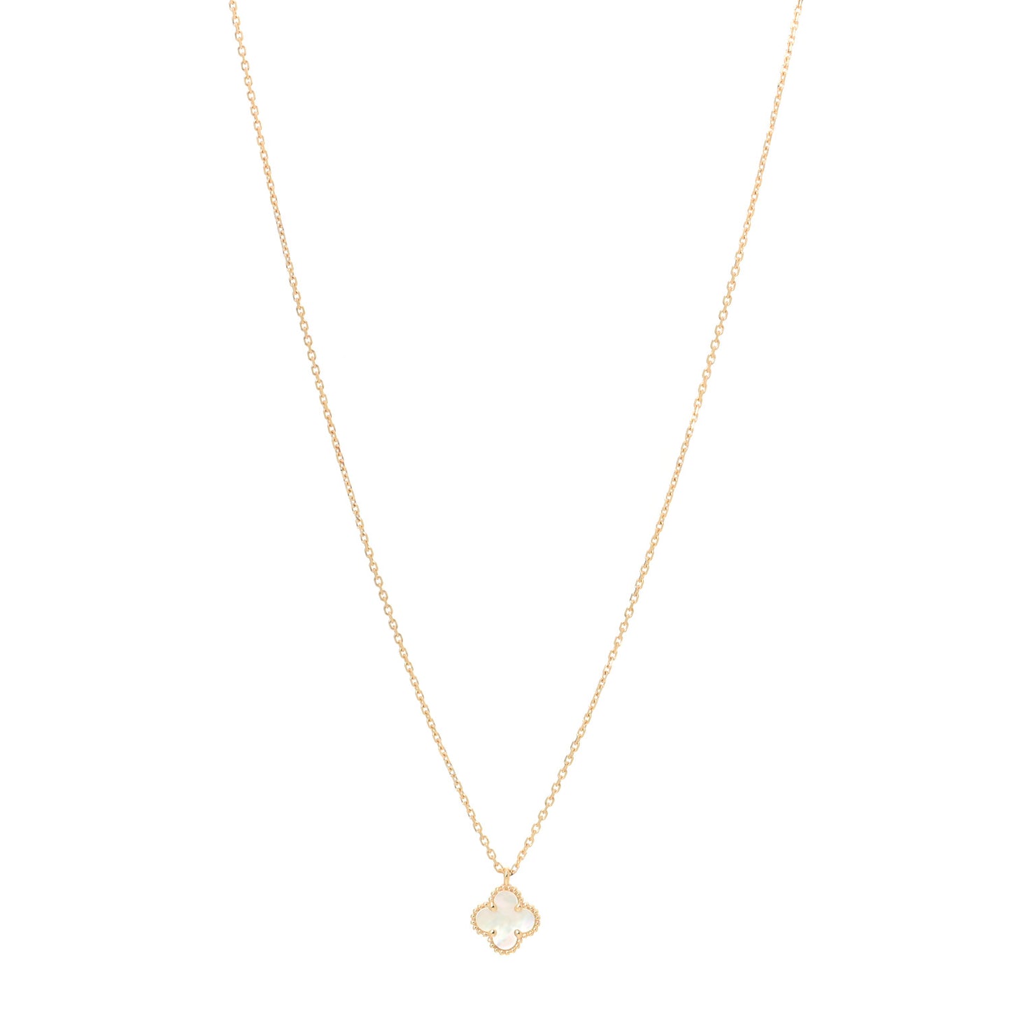 18K Yellow Gold Mother of Pearl Sweet Alhambra Pendant Necklace