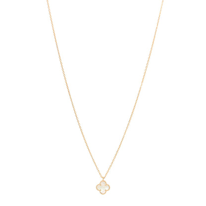 Van Cleef & Arpels 18K Yellow Gold Mother of Pearl Sweet Alhambra Pendant Necklace 1 of 7