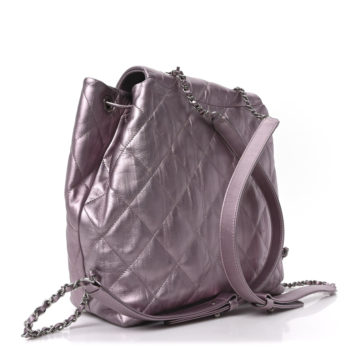 Iridescent Calfskin Quilted Ground Control Backpack Pink