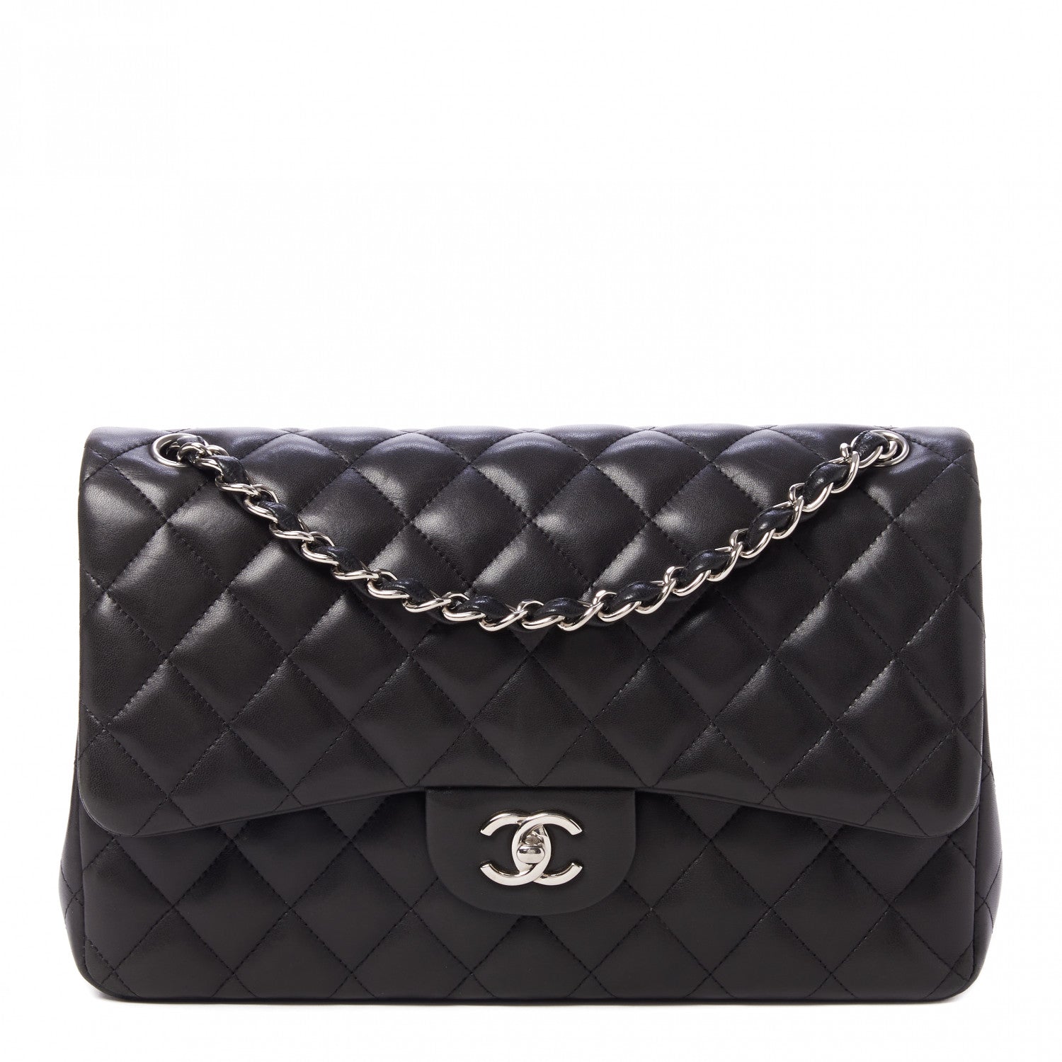 Chanel Lambskin Quilted Jumbo Double Flap Black 1 of 10