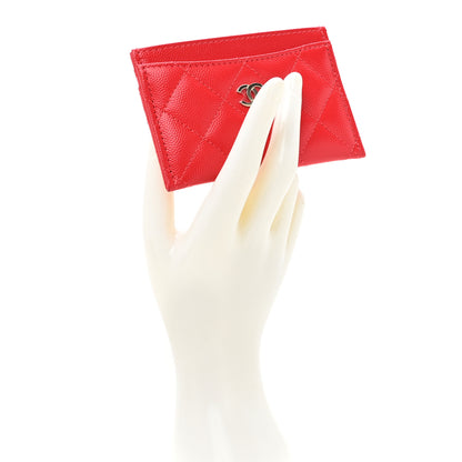 Chanel Caviar Quilted Card Holder Red 2 of 13