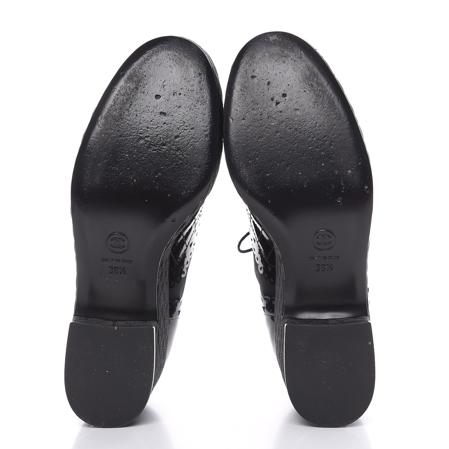 Chanel Patent Calfskin Quilted Lace Up Platform Oxford 38.5 Black 5 of 9
