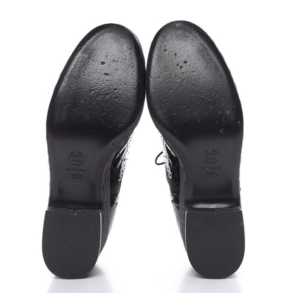 Chanel Patent Calfskin Quilted Lace Up Platform Oxford 38.5 Black 5 of 9