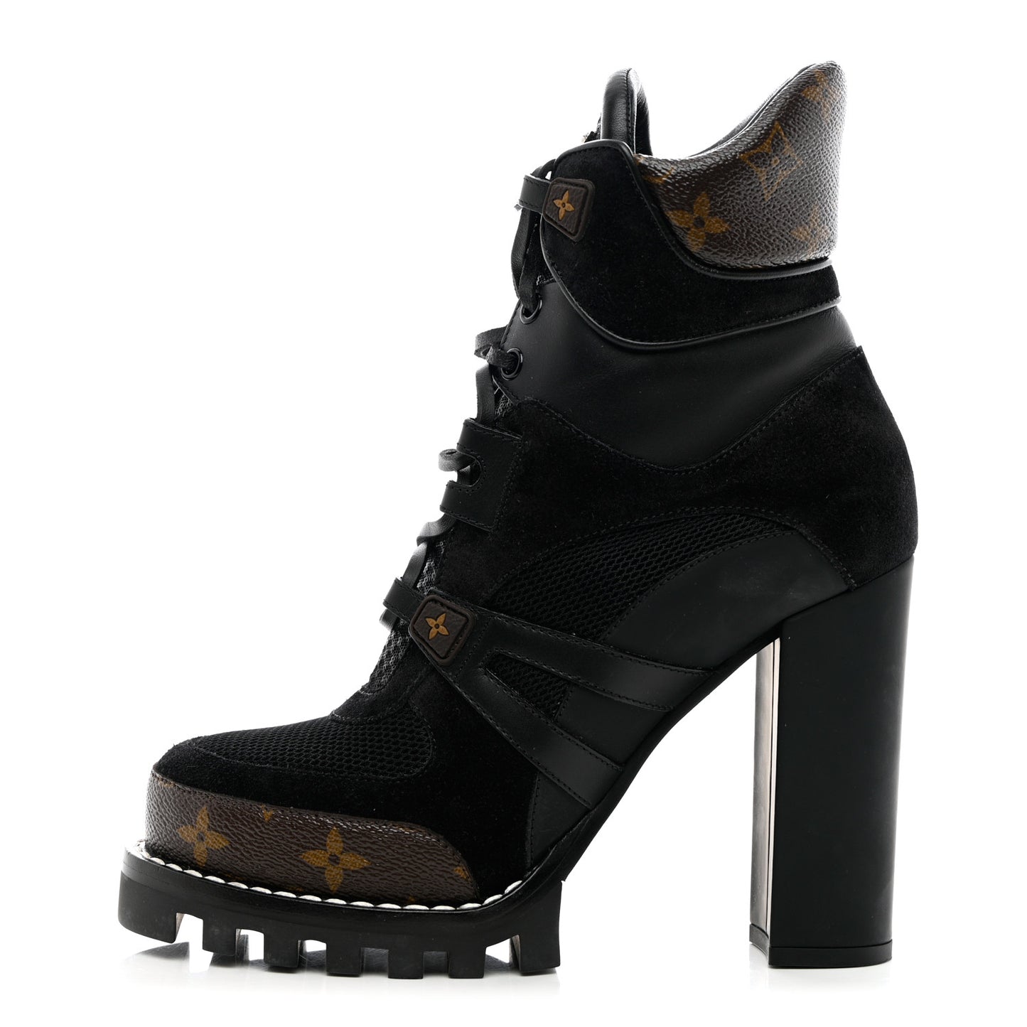 Suede Calfskin Monogram Star Trail Ankle Boots 39 Black