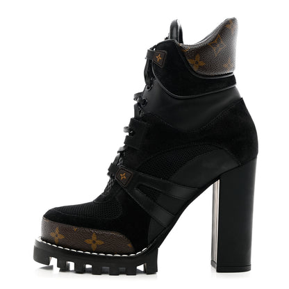 Louis Vuitton Suede Calfskin Monogram Star Trail Ankle Boots 39 Black 1 of 9