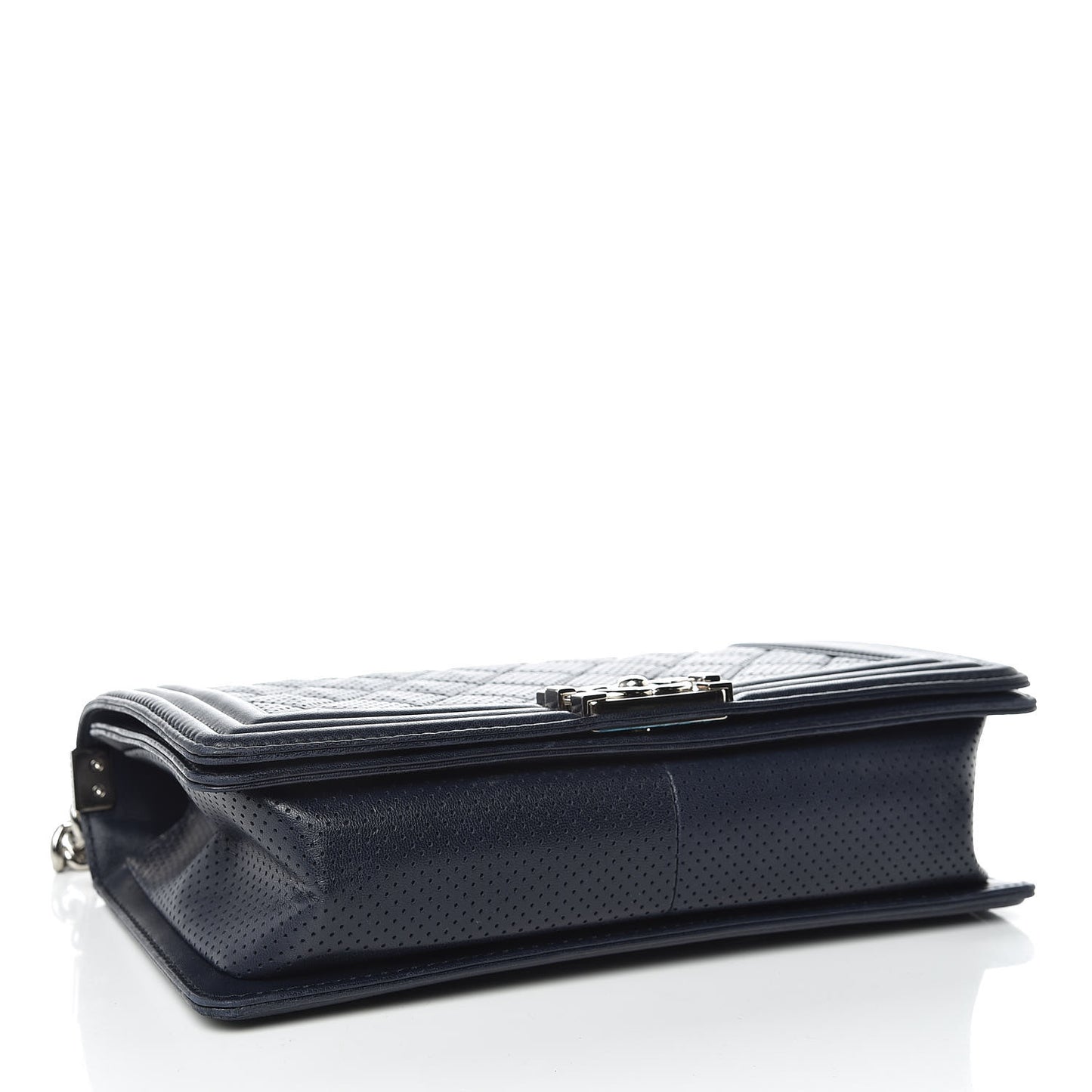 Perforated Lambskin Quilted New Medium Boy Flap Navy