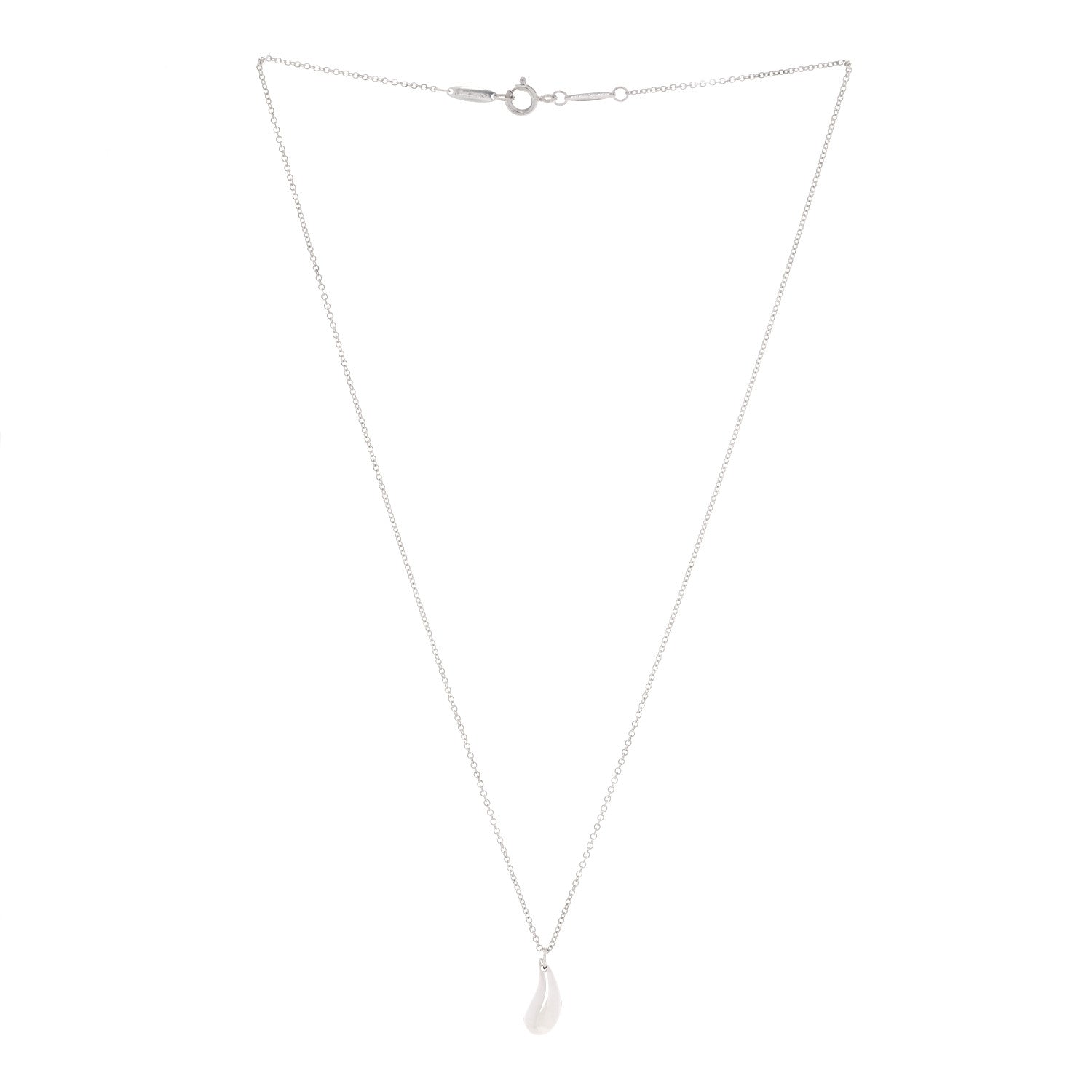 Tiffany Sterling Silver 12mm Elsa Peretti Tear Drop Pendant Necklace 2 of 8