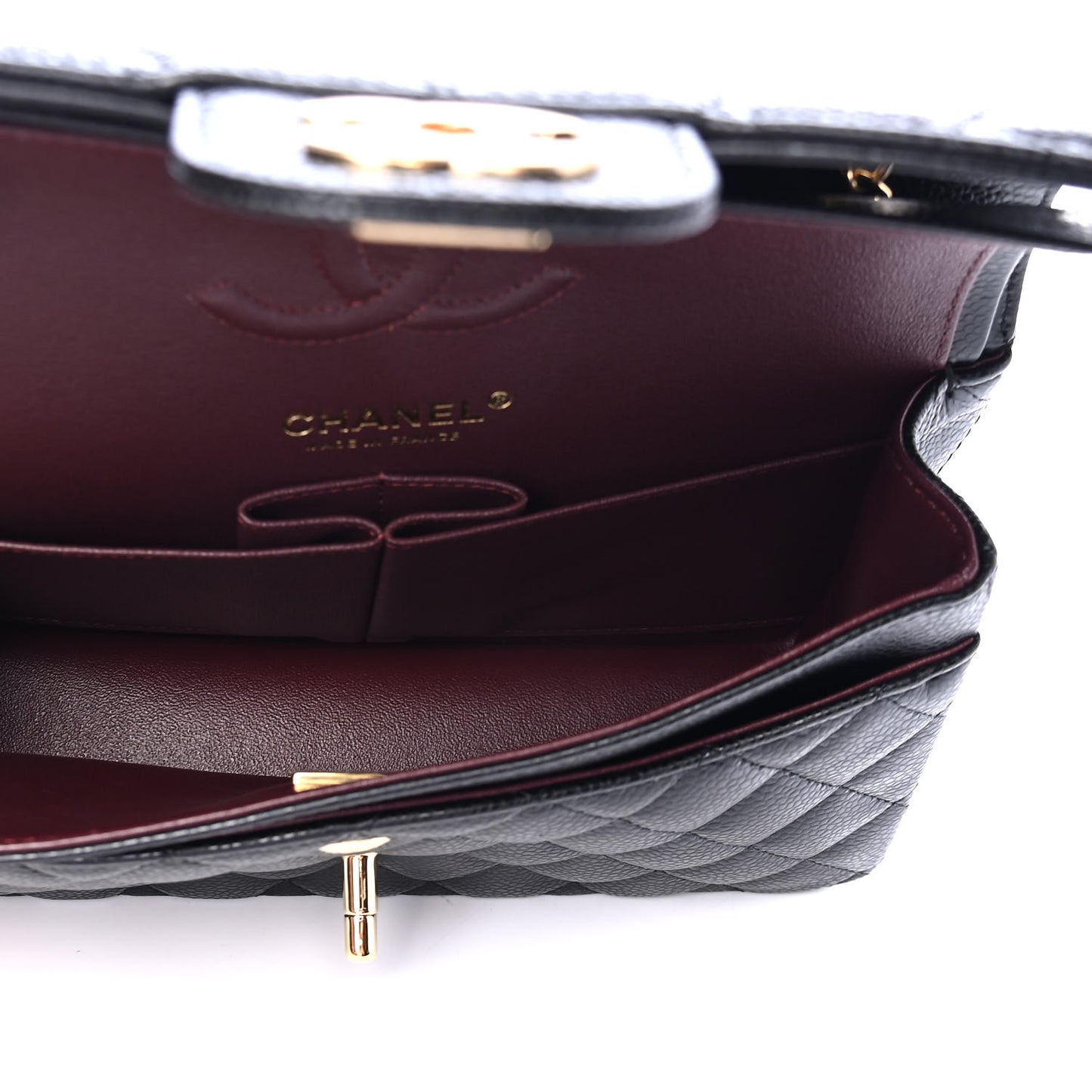 Caviar Quilted Small Double Flap Black