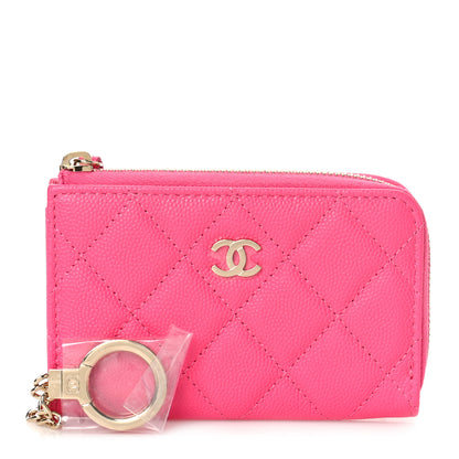 Chanel Caviar Quilted Zipped Key Holder Case Pink 1 of 10