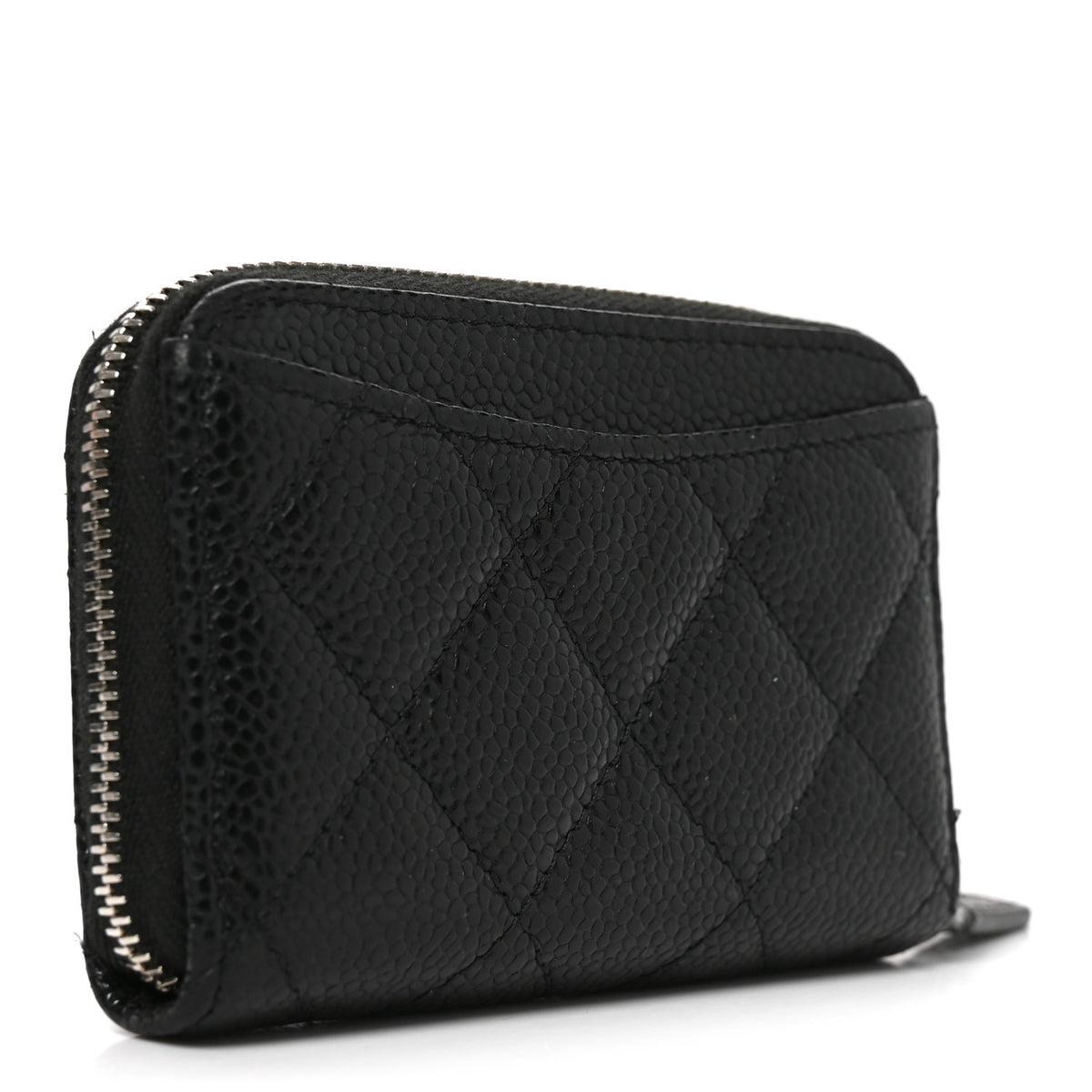Caviar Quilted Zip Coin Purse Black