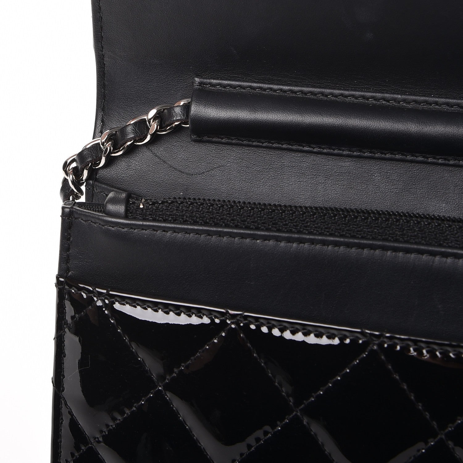 Chanel Patent Quilted Wallet On Chain WOC Black 10 of 10