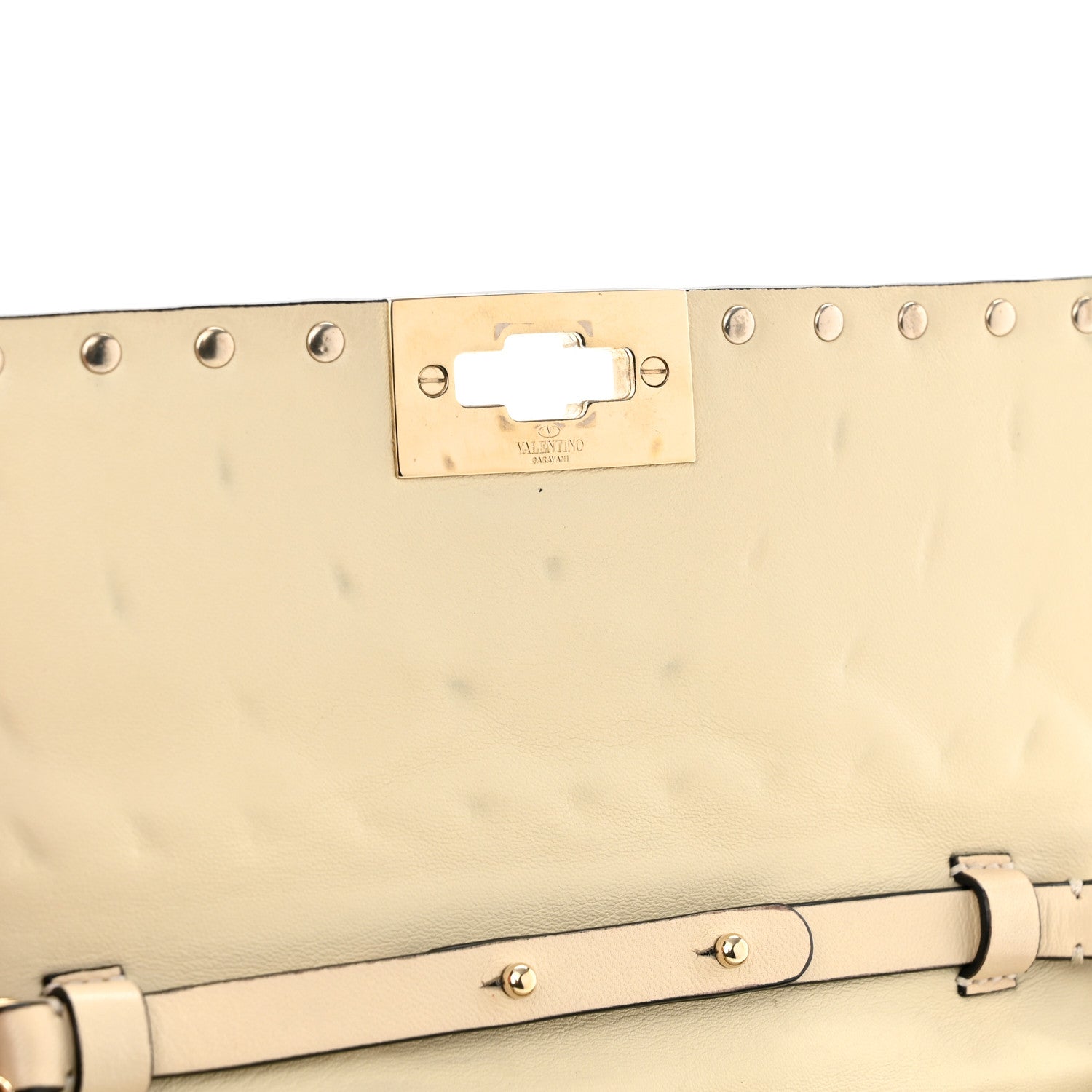 Valentino Garavani Nappa Rockstud Spike Wallet on Chain Light Ivory 10 of 12