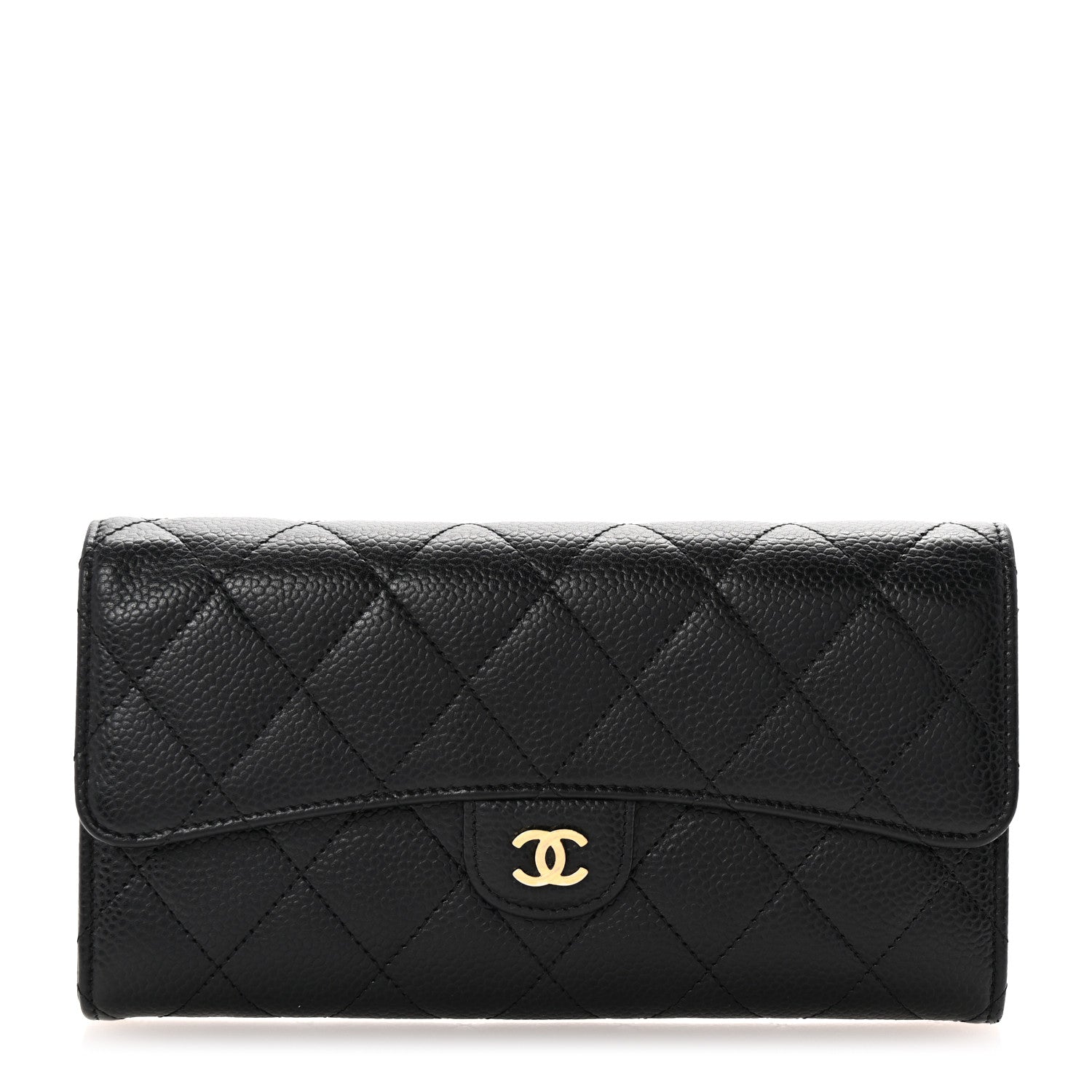 Chanel Caviar Quilted Large Gusset Flap Wallet Black 1 of 8