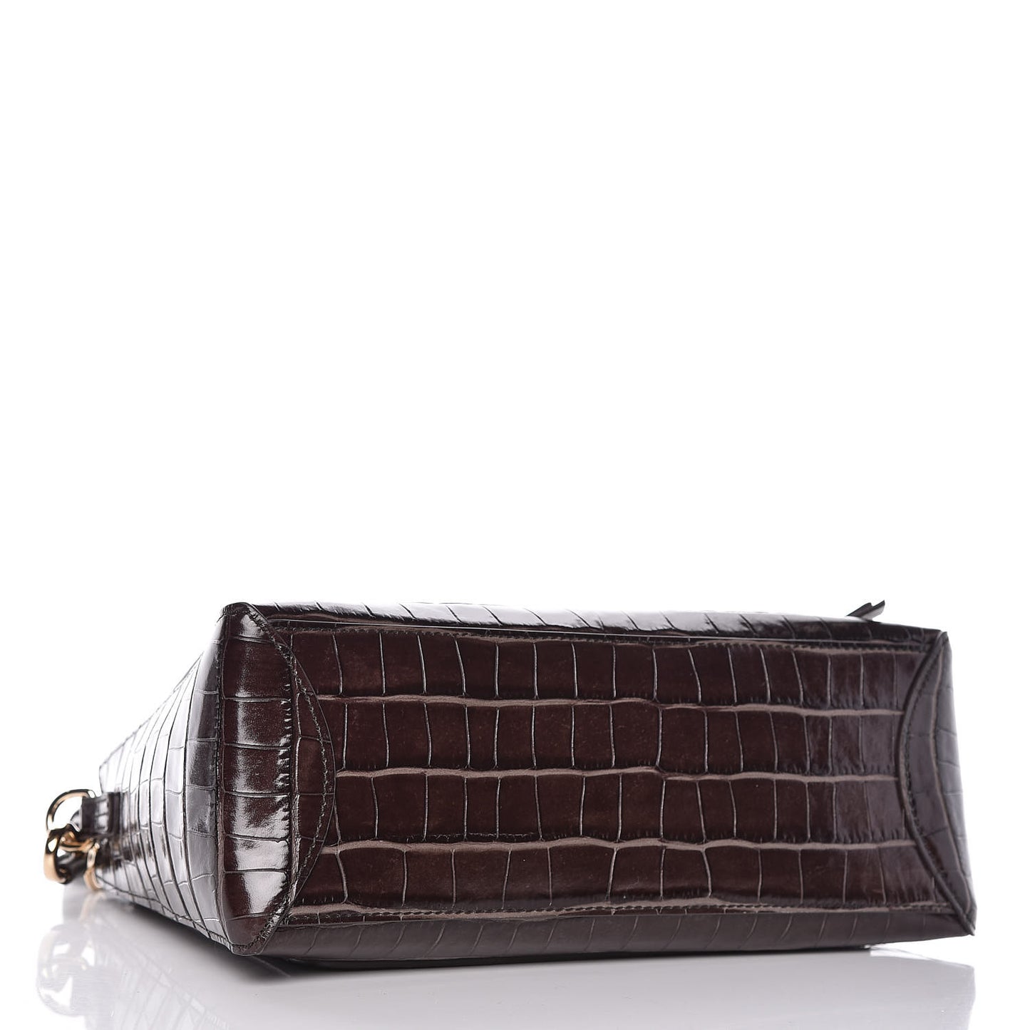 Calfskin Crocodile Embossed Small Faye Day Shoulder Bag Profound Brown