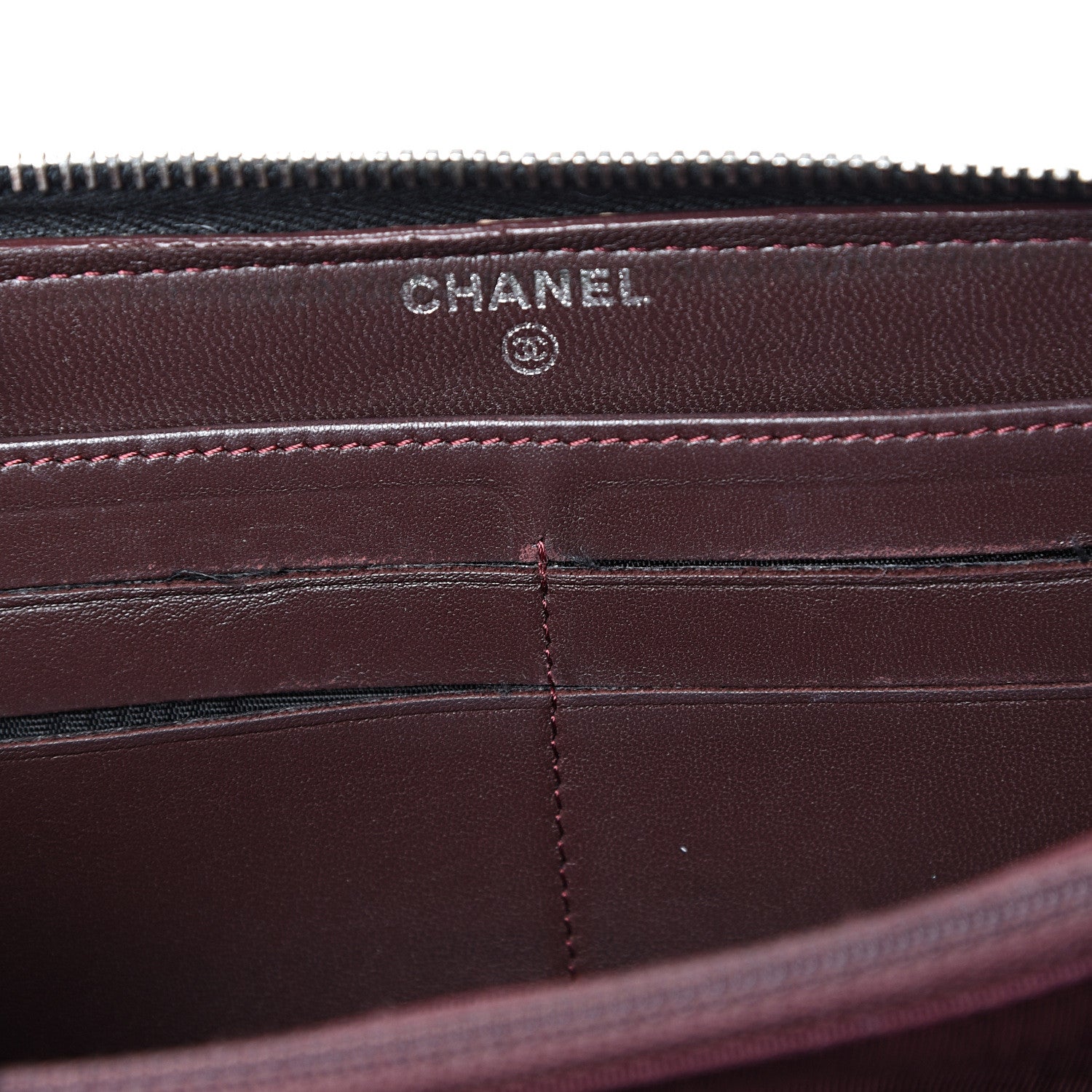 Chanel Lambskin Quilted Large Gusset Zip Around Wallet Black 9 of 14