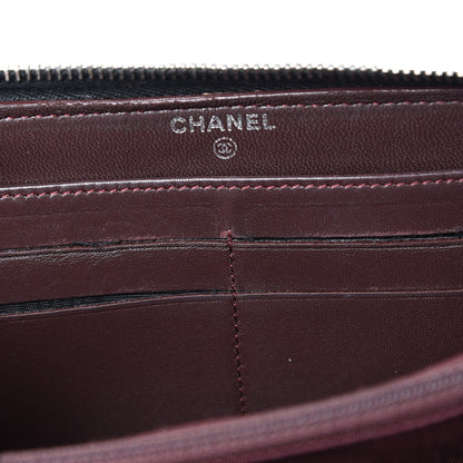 Chanel Lambskin Quilted Large Gusset Zip Around Wallet Black 9 of 14