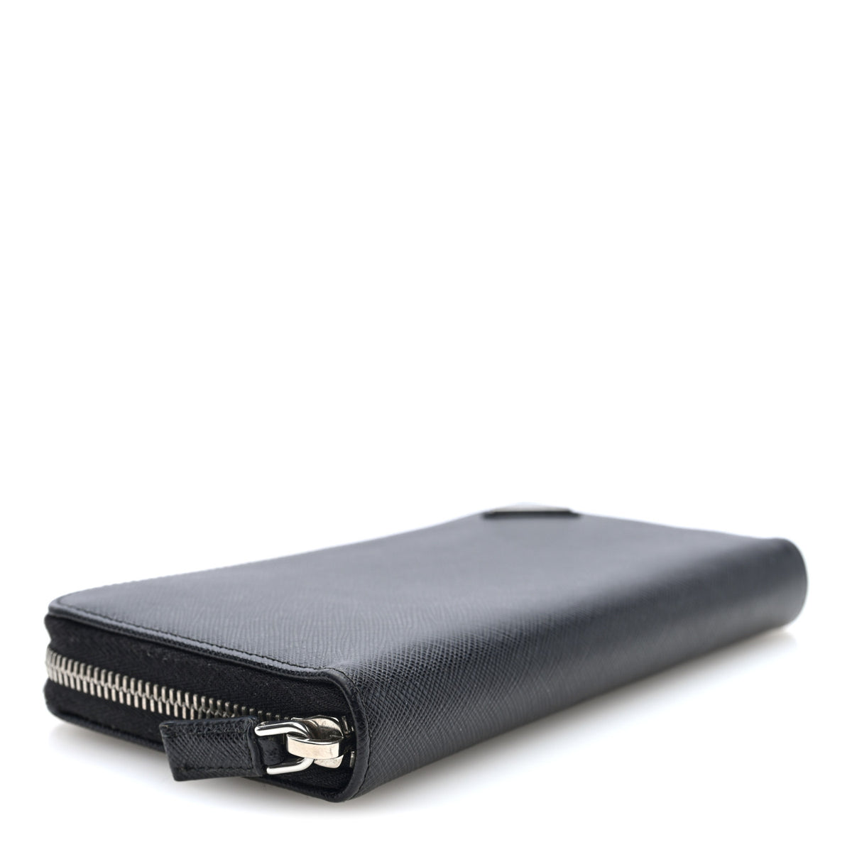 Saffiano Triangle Zip Wallet Black