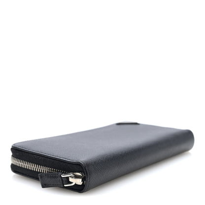 Prada Saffiano Triangle Zip Wallet Black 9 of 14