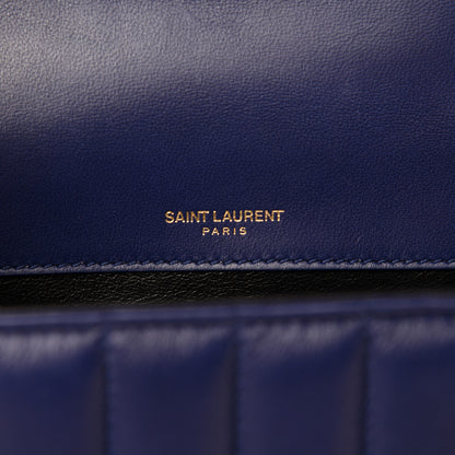Saint Laurent Lambskin Matelasse Monogram Medium Vicky Chain Bag Blue 9 of 10