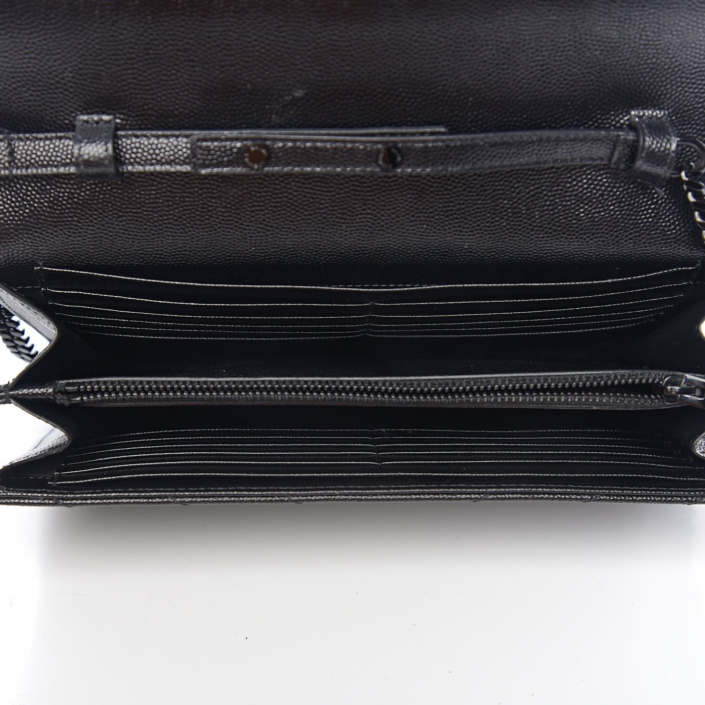 Grain De Poudre Matelasse Chevron Monogram Chain Wallet Black