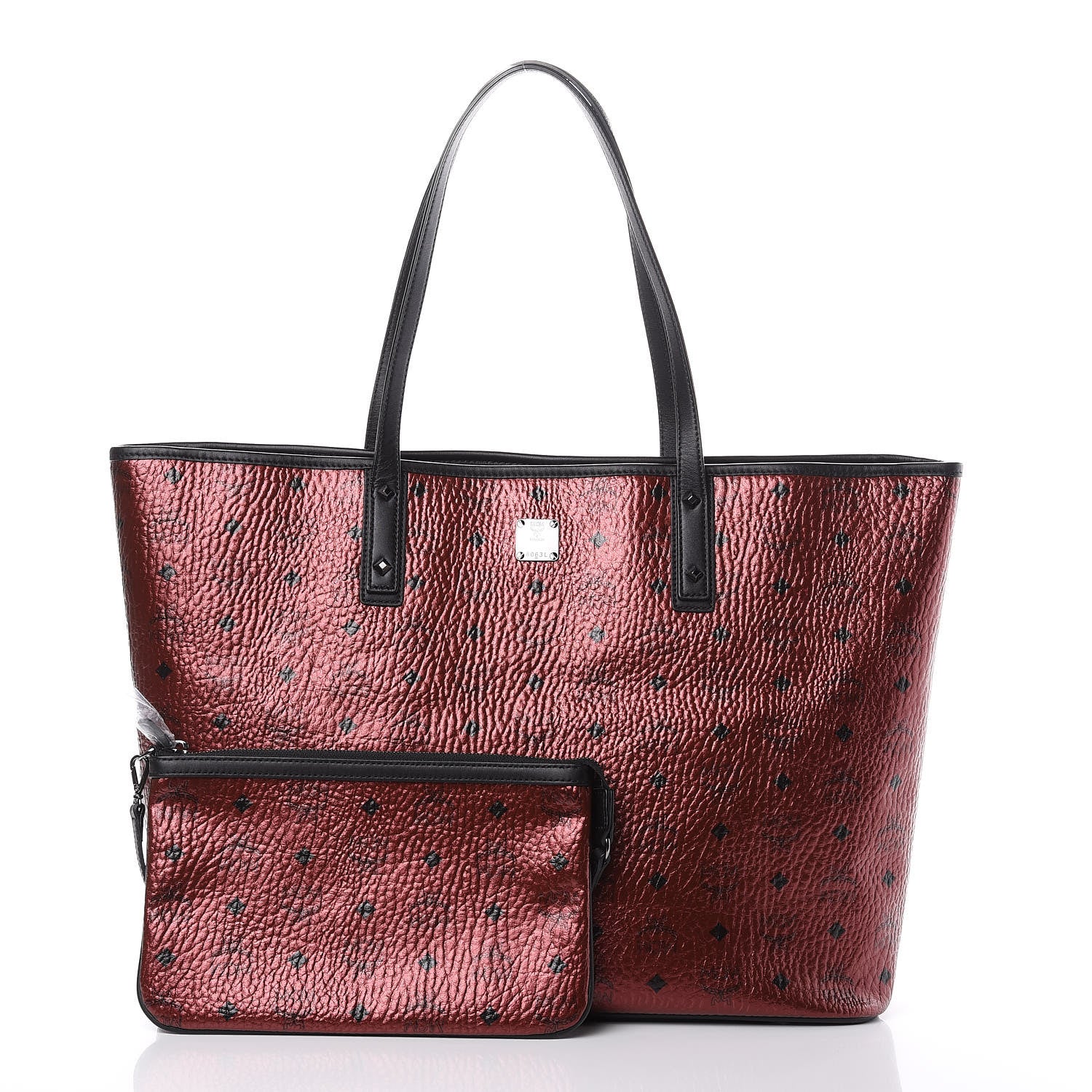 MCM Metallic Visetos Large Anya Shopper Tote Scooter Red 3 of 10