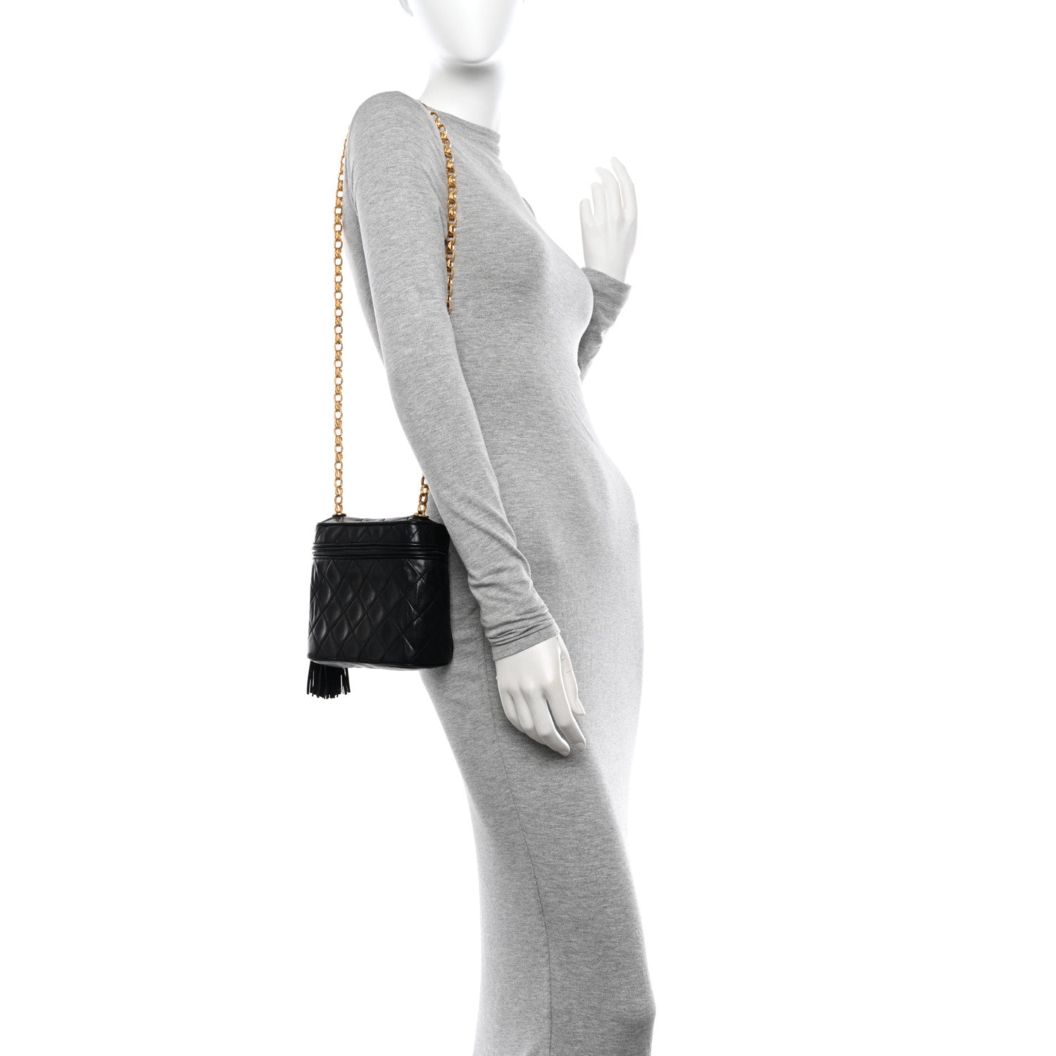 Chanel Lambskin Quilted Tassel Shoulder Bag Black 2 of 13