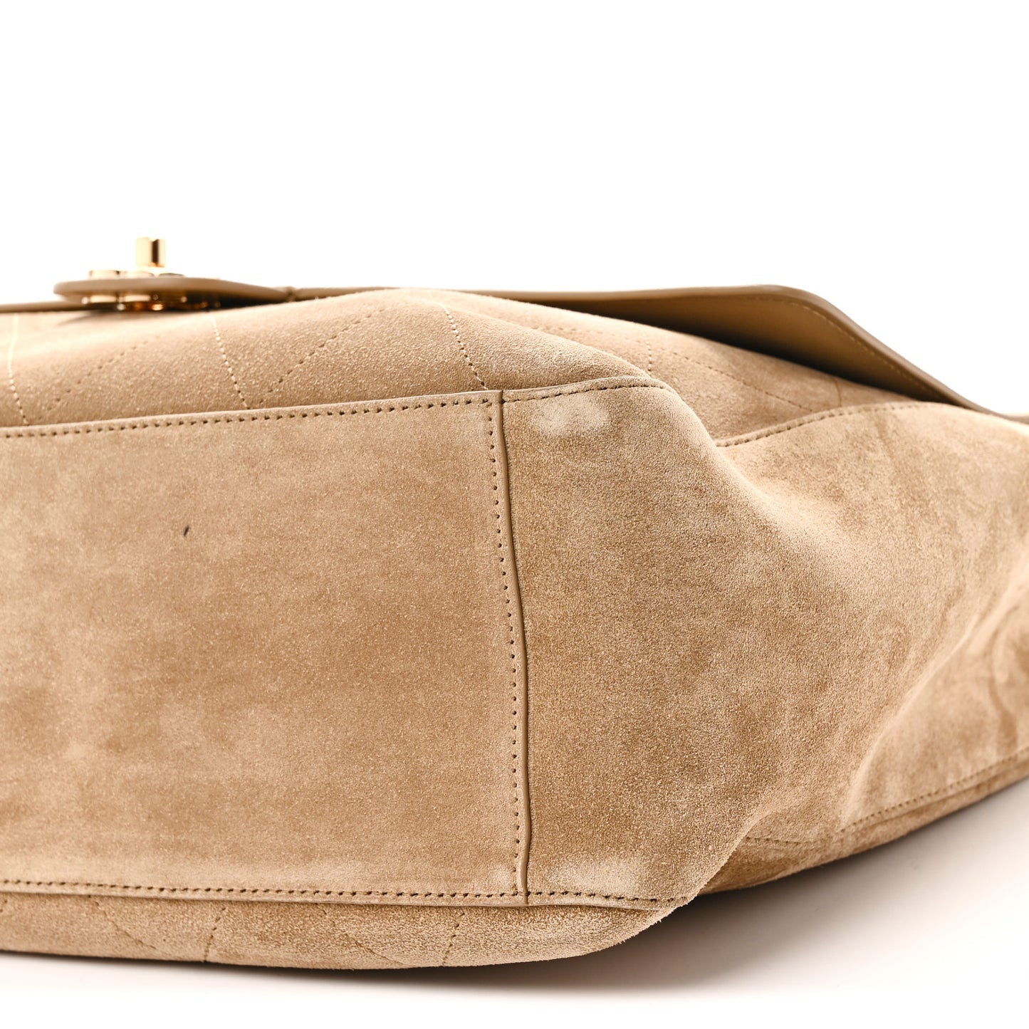 Suede Calfskin Souplissimo Maxi Flap Dark Beige