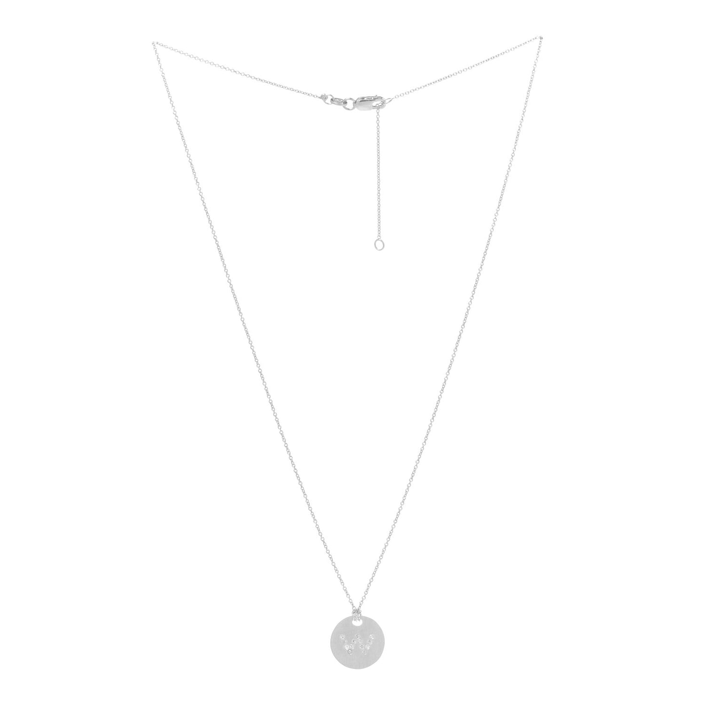 18K White Gold Diamond Tiny Treasures Initial W Pendant Necklace