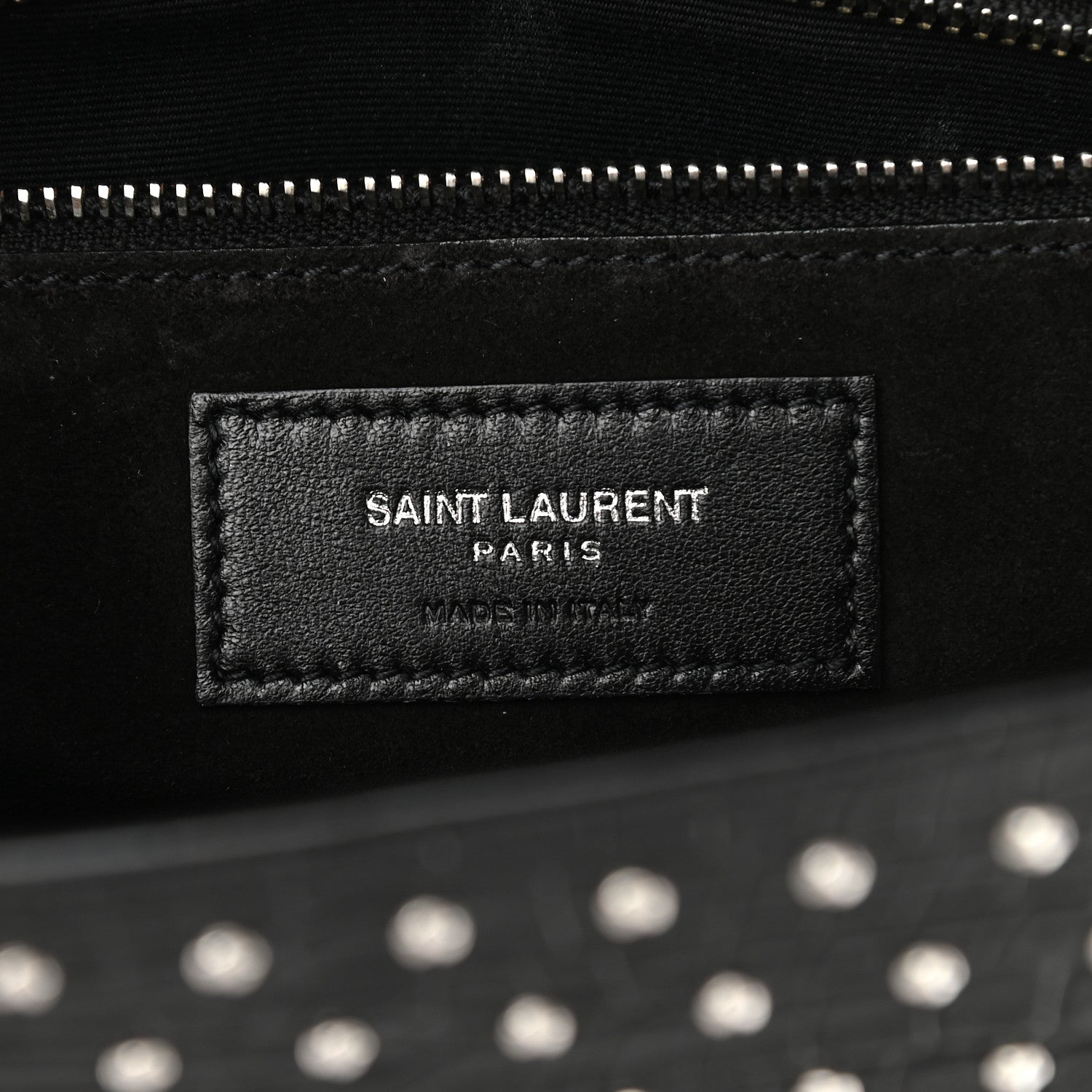 Saint Laurent Crocodile Embossed Calfskin Crystal Embellished Carre Satchel Black 10 of 16